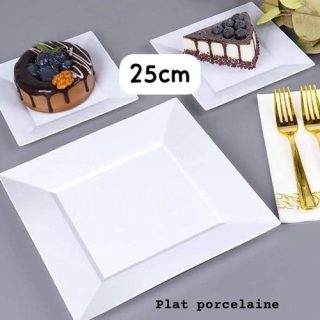 Plat porcelaine carré 25cm