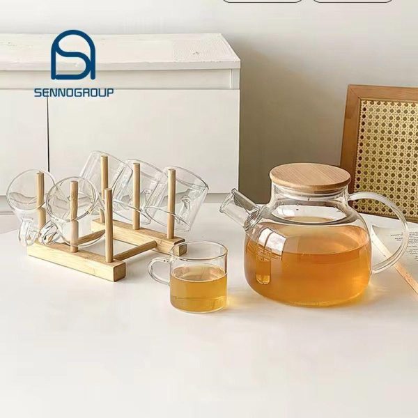 Ensemble théière de 7 pièces en verre transparent sans support