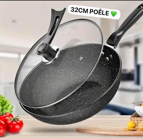 Poêle 32cm avec couvercle en verre