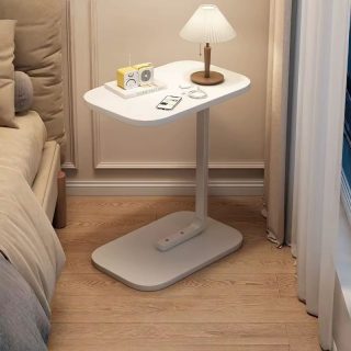 Table d'appoint en bois en forme de C, pour salon, chambre