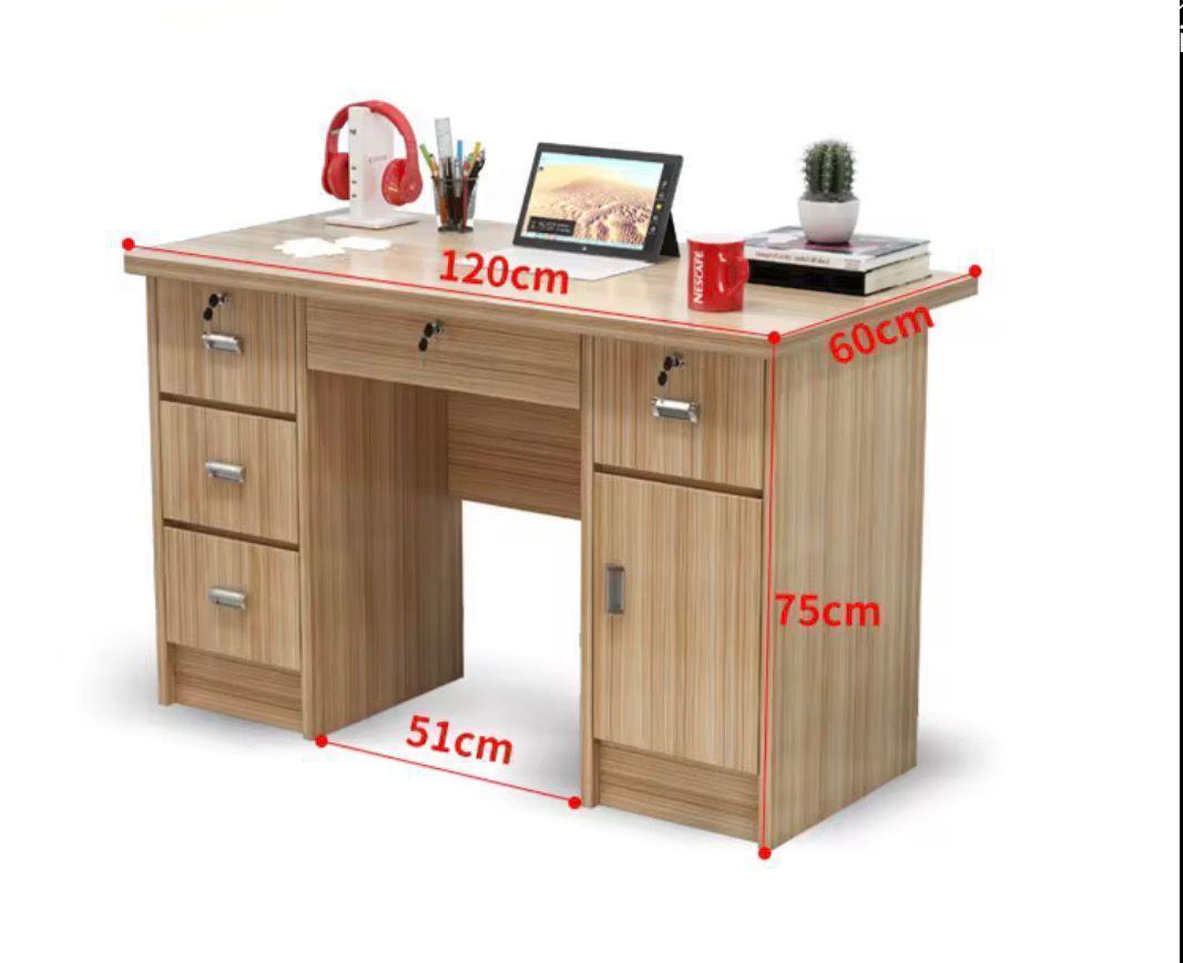 Table Bureau en bois avec 2 Tiroirs 1m20