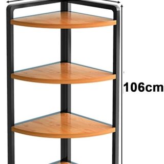 Étagère de rangement d'angle en bois et fer à 4 Niveaux