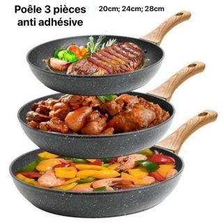 Poêle anti-adhésif 3 pcs