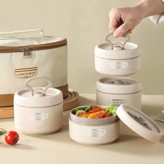 Boîtes à Bento Isothermes – Acier Inoxydable, 4 Niveaux avec Sac Isotherme